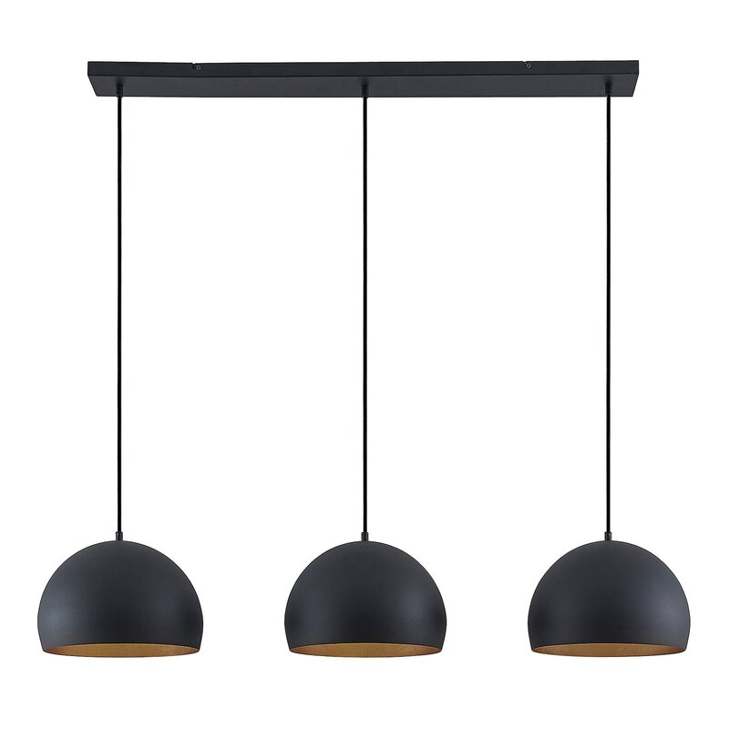 Lindby Pendellampe Tarjei 120cm schwarz/gold Metall 3xE27 dimmbar - 12755735109918