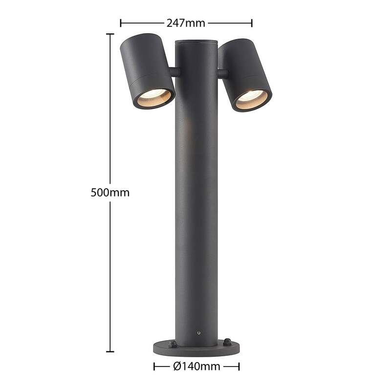Lucande Sockelleuchte Maloney 50 cm anthrazit IP54 dimmbar 2x5W LED - 4251911736663