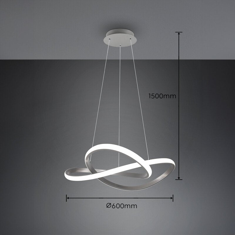 Reality Leuchten LED Hängelampe Pendelleuchte Lampe nickel matt Eisen 60 cm - 4017807521504