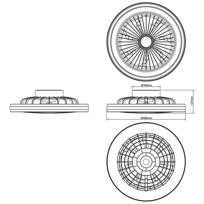 Brilliant LED Deckenleuchte Lampe Schwarz Rund Ventilator Fernbedienung Palmero - 4004353425189