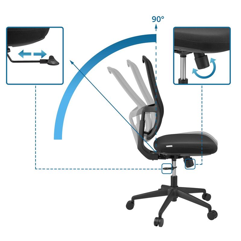 hjh OFFICE Minoro B Bürostuhl Netzstoff Schwarz ergonomisch modern 44 cm Sitz... - 4064323108795
