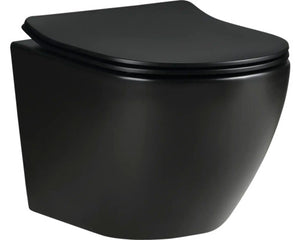 B-Ware form&style Wand-WC SAMAR Tiefspüler schwarz matt mit WC-Sitz ohne Spülrand