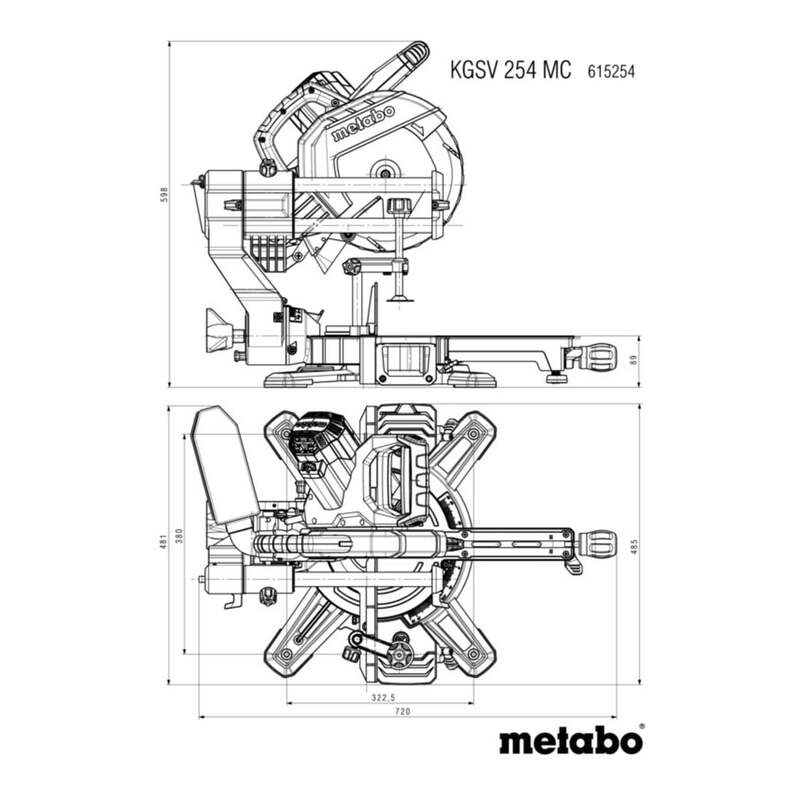 Metabo Kappsäge KGSV 254 MC Säge Werkzeug präzise Schnittfunktion grau 725x490mm - 4061792268272