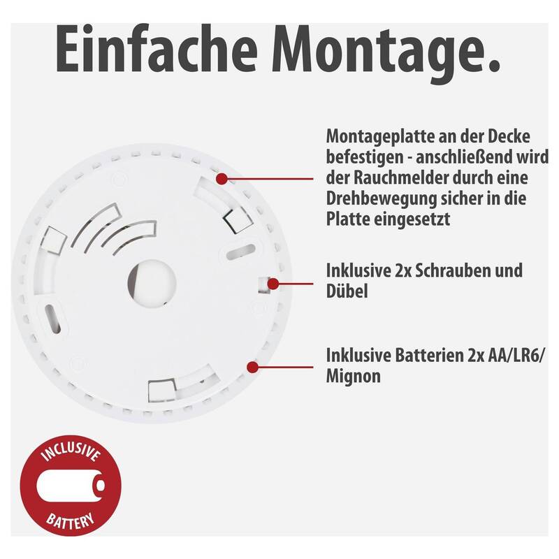 Brennenstuhl Rauchwarnmelder batteriebetrieben App-Steuerung 85dB Ø120mm - 4007123688951