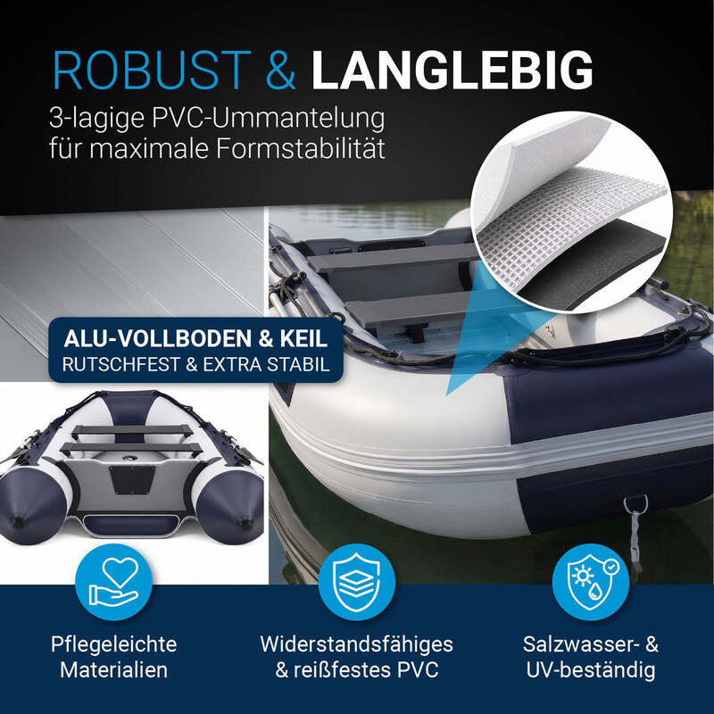 Schlauchboot 3,20 m Paddelboot für 4 Personen PVC Boot mit Paddeln und Luftpumpe - 4260565523284