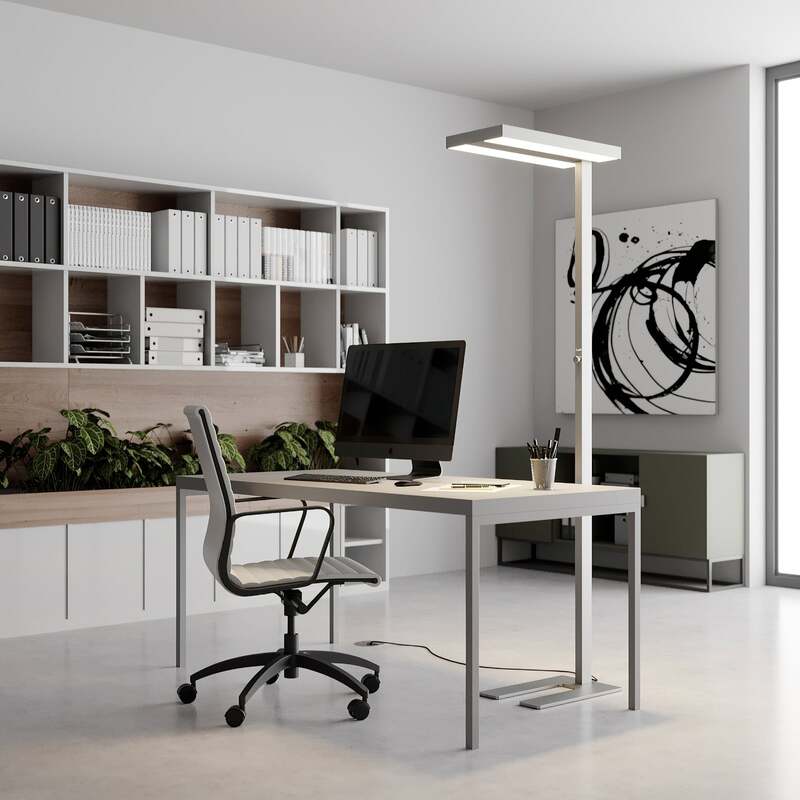 Arcchio Stehlampe Logan LED dimmbar silber 6000lm U-fuß 196cm Büro Leuchte - 4251096526974