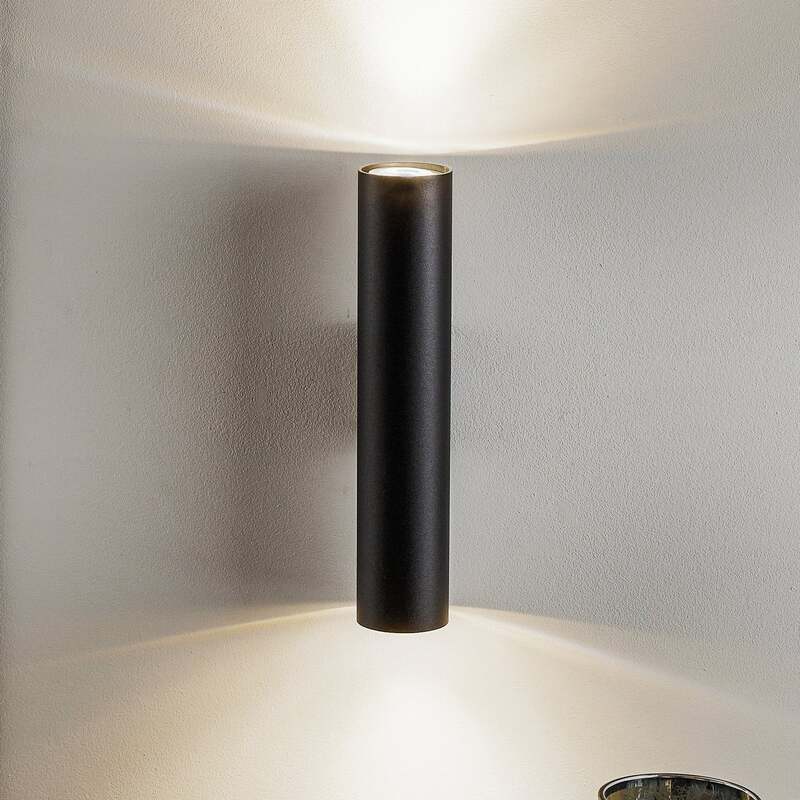 Wandleuchte Tube up/down schwarz LED Wandlampe dimmbar Stahl 30cm 2x40W IP20 - 5903282730182