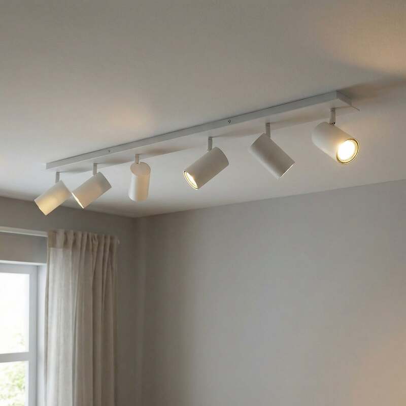 Lindby Deckenstrahler Joffrey LED 6-flammig dimmbar Aluminium Stahl weiß 116 cm - 4251911728606