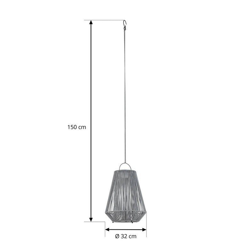 Lindby LED Solar Hanging Lamp Austas, Grey, Ø 32 Cm, USB, IP54 - 4255830909436