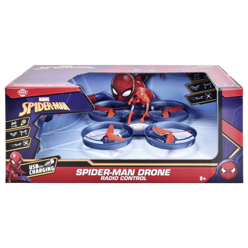 Dickie RC Drohne Spider-Man Quadrocopter Spielzeug ferngesteuert 2,4GHz rot blau - 4006333094446