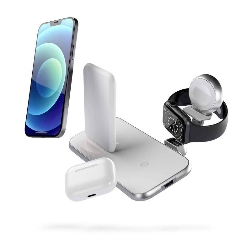 Zens Aluminium Series 4 in 1 Stand Watch 45W Ladegerät Netzteil 2x 10W Qi weiß - 6426013661627