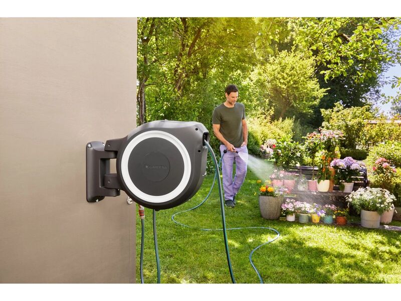 Gardena Wand-Schlauchbox RollUp M/L 25m Gartenschlauch mit Reinigungsspritze 79 - 4066407032460