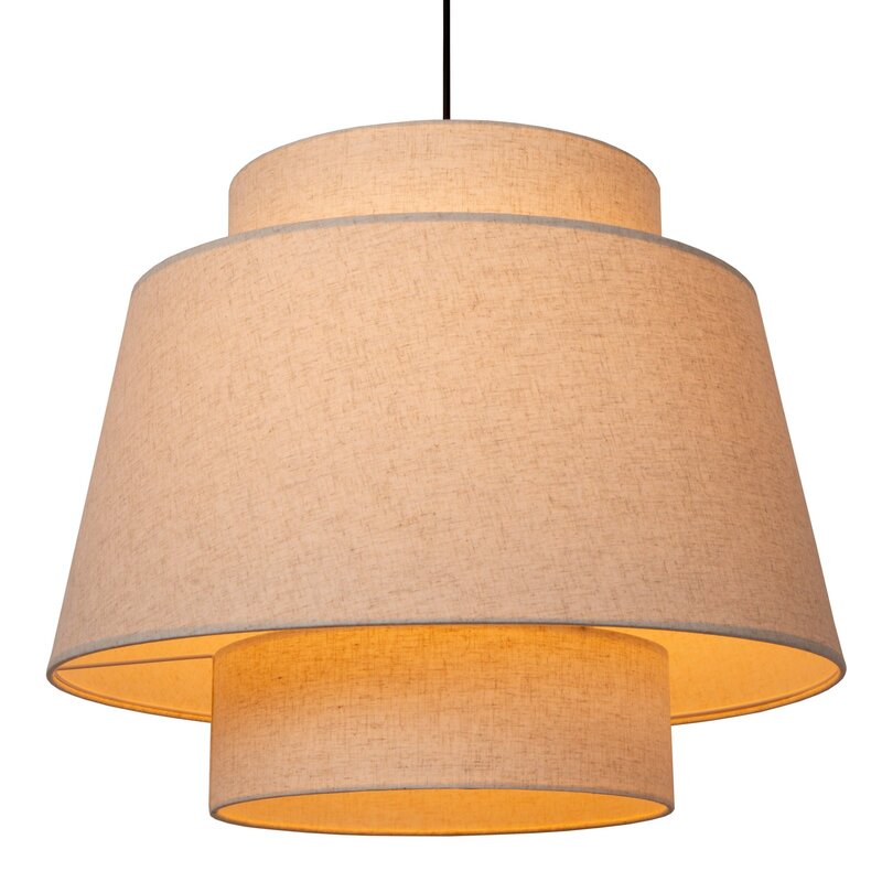 Lucide Hängeleuchte Pendelleuchte Tribute Textil beige rund einflammig 60 cm842 - 5411212211958