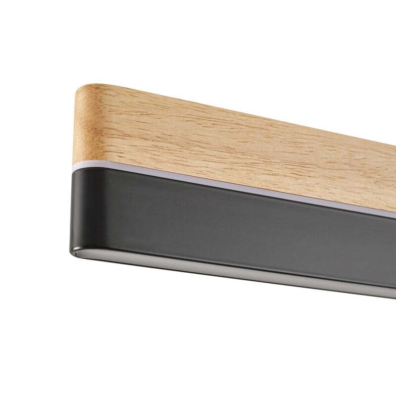 Lucande Pendelleuchte Hängelampe LED Holz schwarz matt Eisen CCT Länge 113 cm - 4255830902314