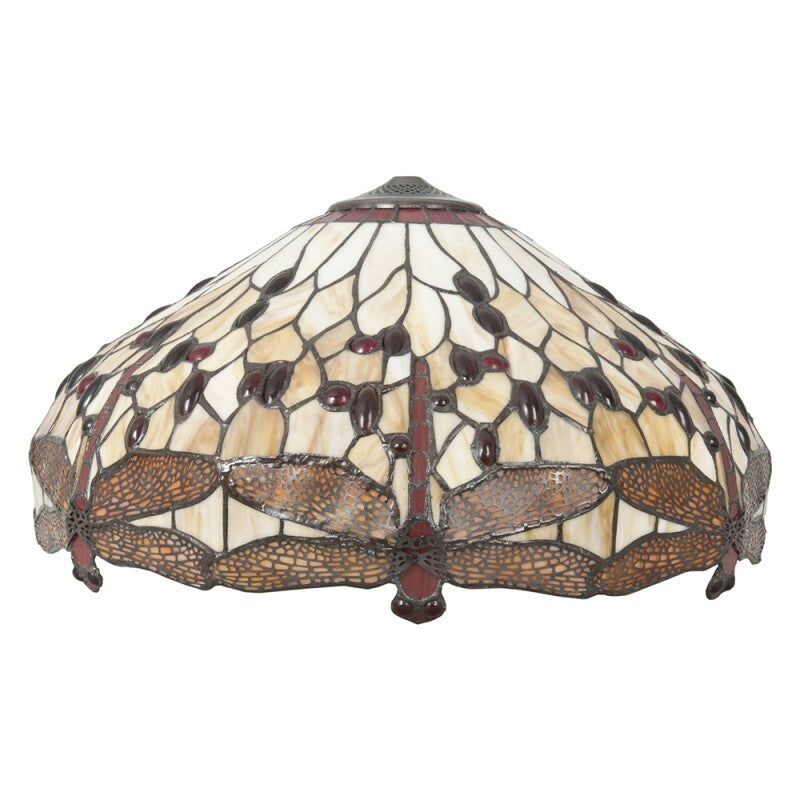 LumiLamp Lampenschirm Schirm Tiffany Glas Libelle Ø49x28 cm Braun Beige - 8717459231108