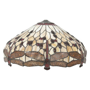 B-Ware LumiLamp Lampenschirm Schirm Tiffany Glas Libelle Ø49x28 cm Braun Beige
