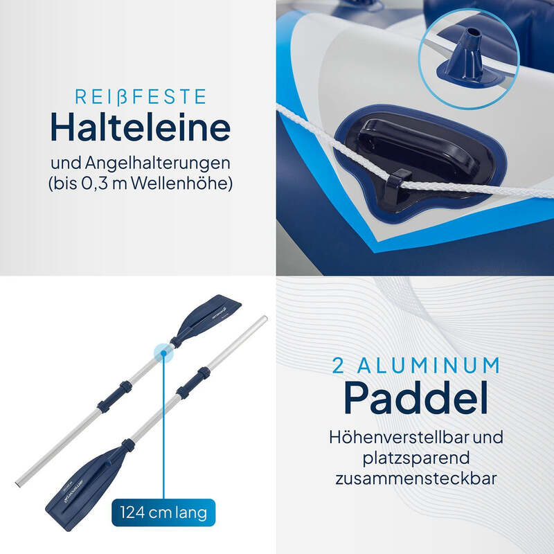 Schlauchboot Paddelboot 3,22 m aufblasbar für 4 Personen Luftpumpe Paddel Set - 4260565525912