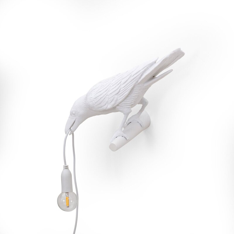 Seletti Wandlampe Wandleuchte Bird Lamp LED weiß Kunstharz Blick links - 8008215147345