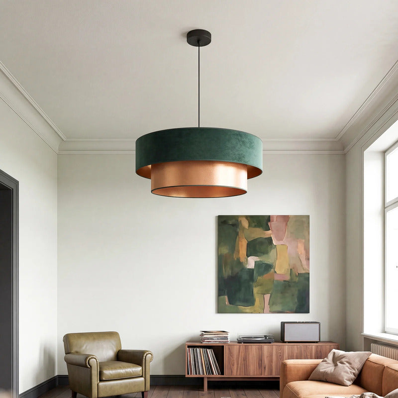 Pendellampe Dorina grün gold E27 Hängelampe Pendelleuchte Lampe Ø60cm 23cm - 0000010059333