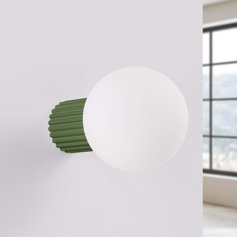 Wandleuchte Wandlampe ORBI Olivgrün Glas Aluminium Badezimmer Leuchte IP44 - 5907073081194