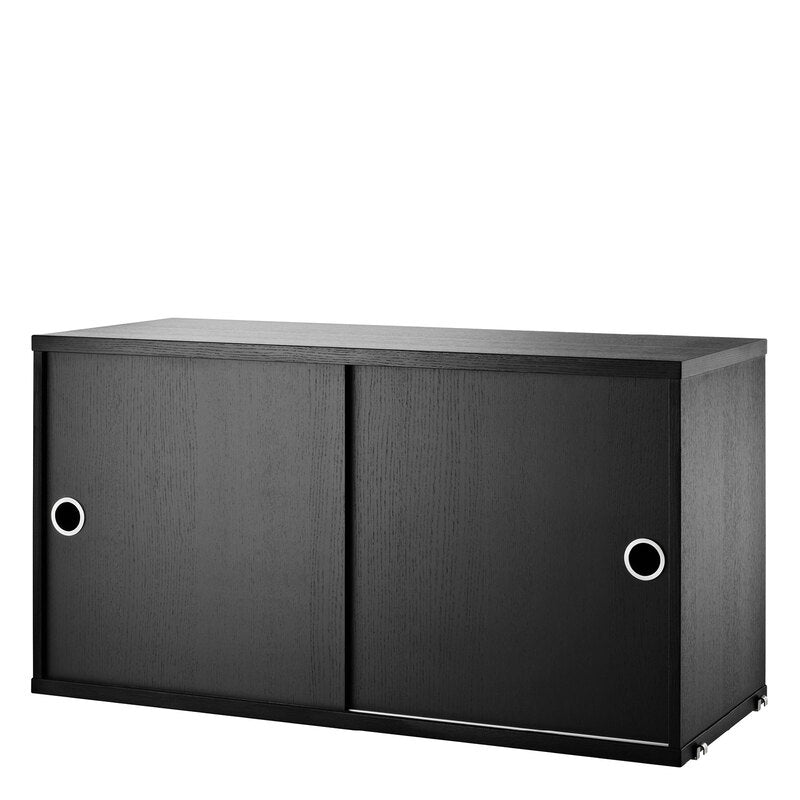 String Schrank mit Schiebetüren Aktenschrank Büroschrank Esche Schwarz 78x30 cm - 7350038271846