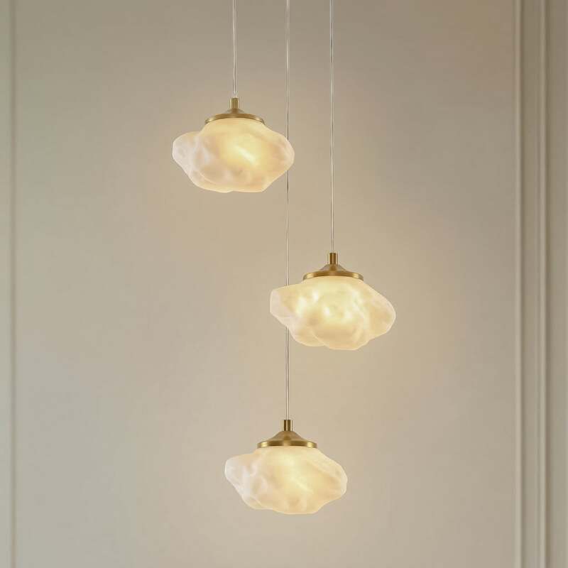 Lindby Hängelampe Hängeleuchte Piatra LED Pendelleuchte dimmbar opal messing - 0000010050329