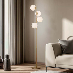 B-Ware Lucande Stehleuchte Isandro LED Stehlampe Lampe 4-flg gold matt weiß 160cm