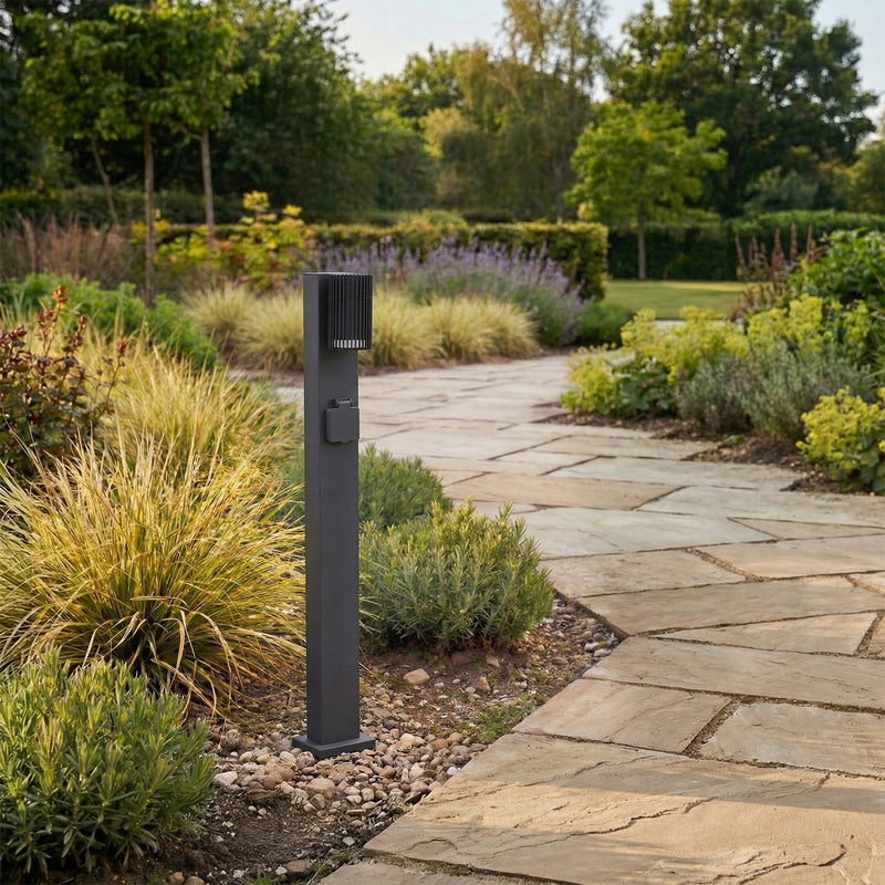 Lindby Wegeleuchte Enerio Gartenleuchte LED Pollerleuchte schwarz 80cm IP44 - 4255830909207