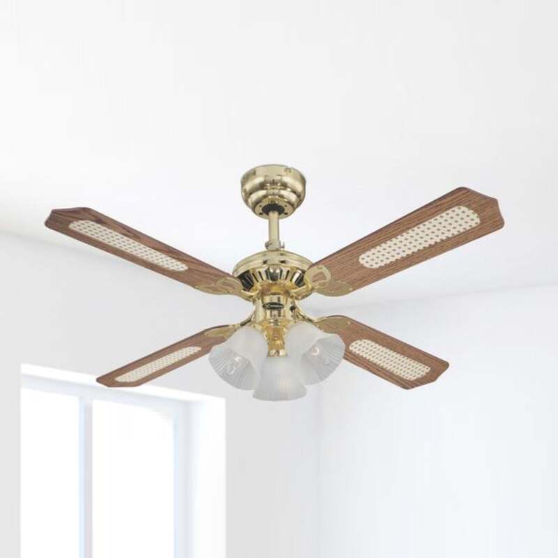 Westinghouse Deckenventilator Princess Trio Holz Ø105cm leise messing mahagoni - 4895105600394