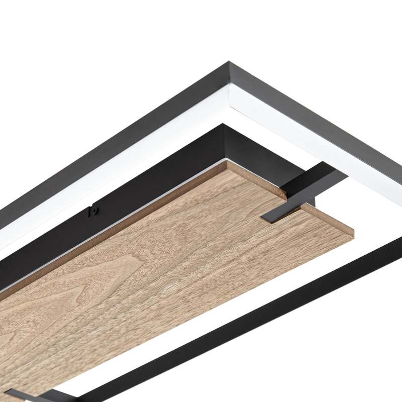 Lucande Deckenleuchte Vectra LED Lampe dimmbar Holz schwarz 100x30cm 3000K - 4255830910999