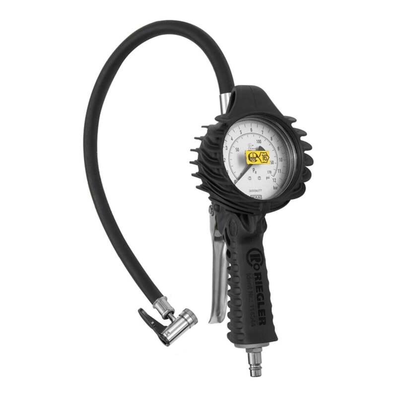 Riegler Stand-Handreifenfüllmesser 80mm geeicht 0-12bar Reifenpumpe Schlauch - 4047322508339