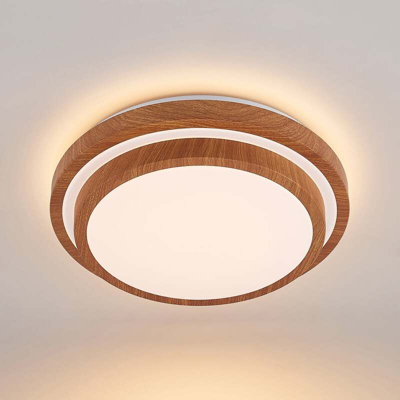 Lindby Deckenleuchte Vaako LED Lampe Leuchte warmweiß Ø 41 cm Holzoptik 10 cm - 4251911700527