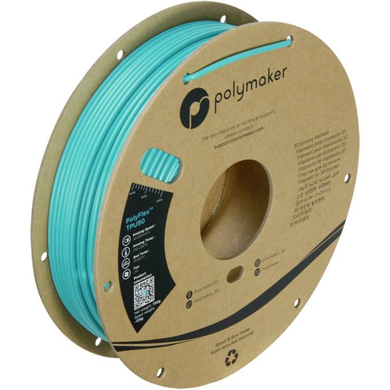 Polymaker Filament Druckmaterial TPU flexibel PolyFlex Blau-Grün 2.85 mm 750 g - 6938936711896