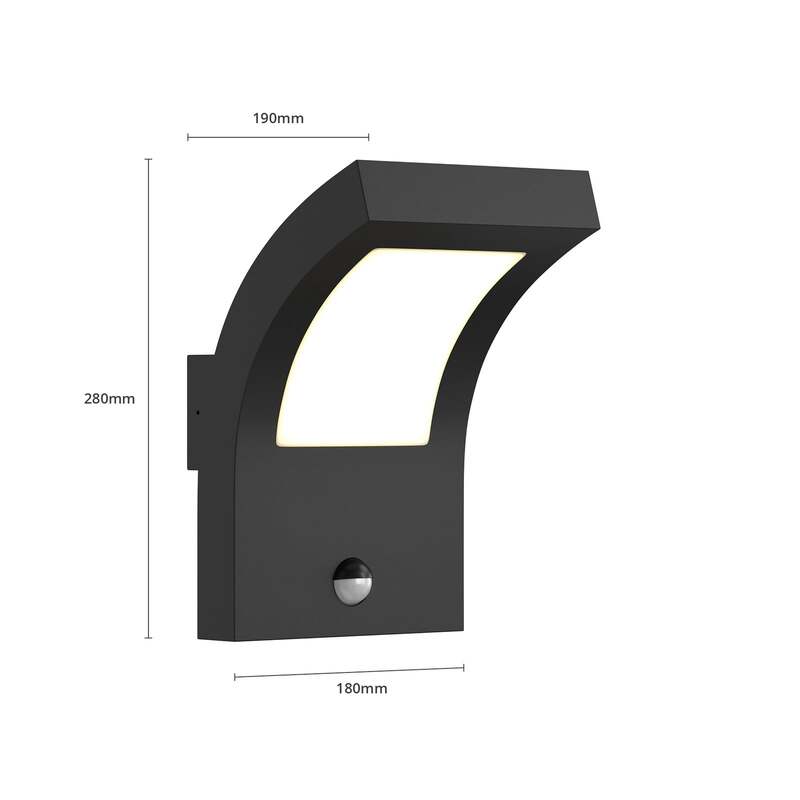 Arcchio Außenleuchte Wandlampe LED Außenbeleuchtung Bewegungsmelder grafitgrau - 4251096566369