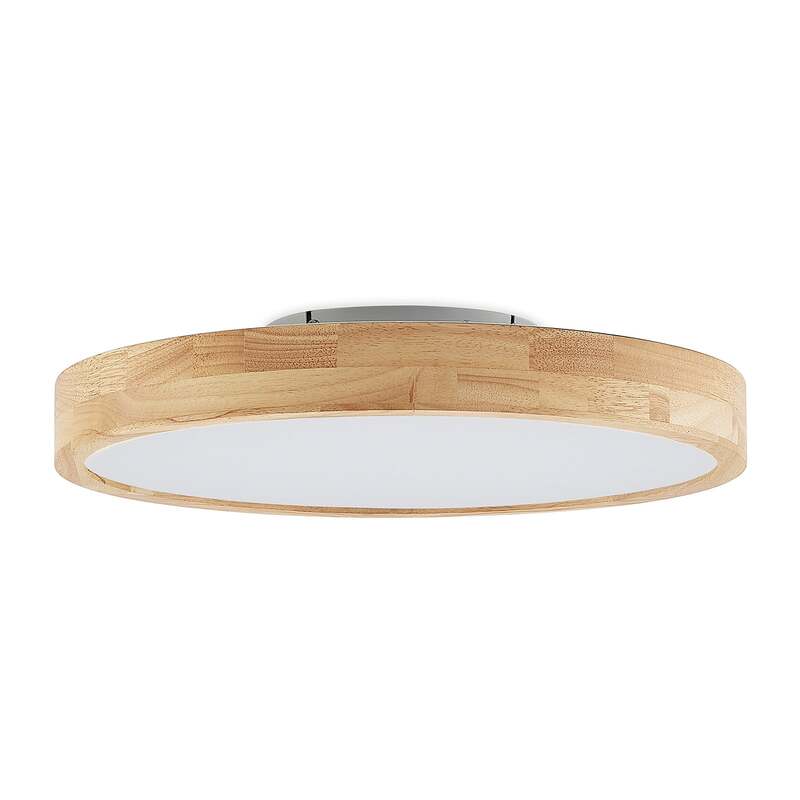 Lindby Deckenlampe Lanira LED Leuchte dimmbar CCT Holz Ø 50 cm weiß 10 cm Lampe - 4251911741568