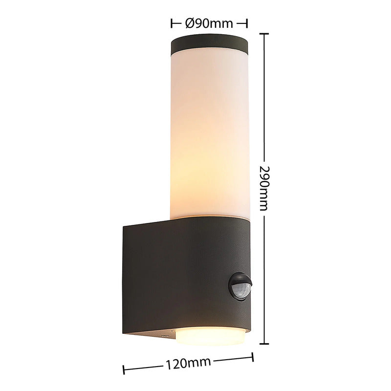 Lindby Außenwandleuchte Okari LED Wandleuchte mit Sensor dunkelgrau 29x9cm - 4251911704242