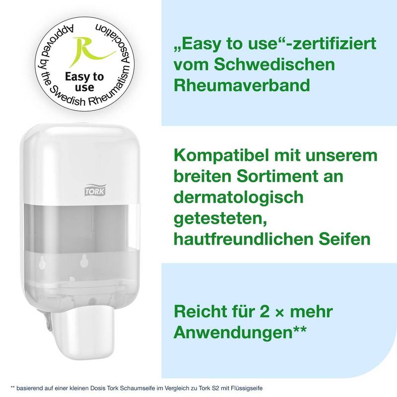 Tork Seifenspender Seifen- und Desinfektionsmittelspender S5 Wandspender weiß - 7322542115749