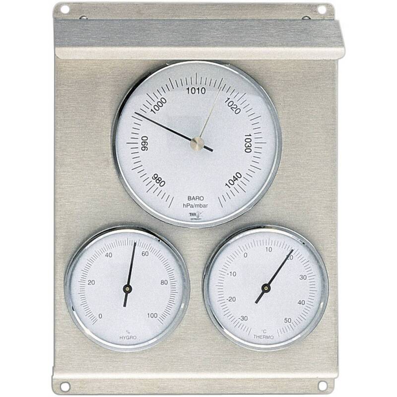 Mechanische Wetterstation Edelstahl TFA Dostmann analog 0-100% Feuchte -35 bi... - 4009816502728