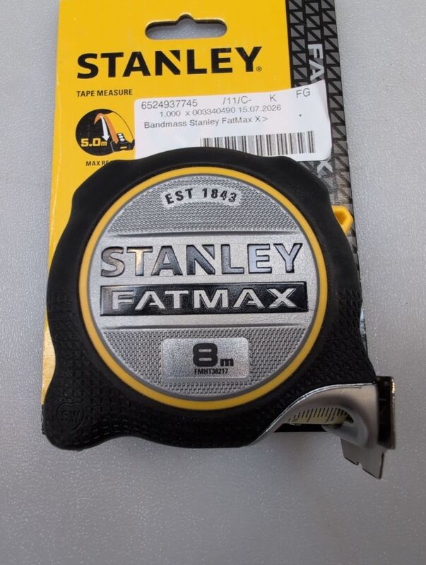 STANLEY Maßband 8m Bandmaß Rollmaßband Messband für präzise Messungen Handwerk - 3253560382179