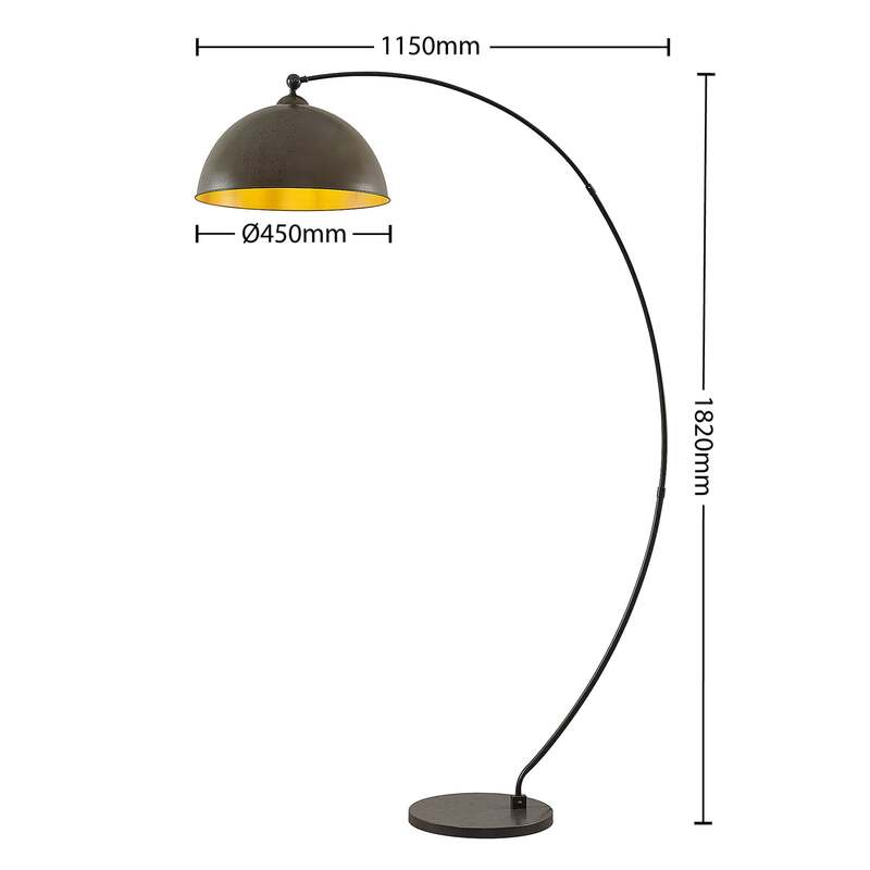 Lindby Jonera Bogenstehlampe Lampe Leuchte Stehlampe Stehleuchte dunkelgrau E27 - 4251911749793