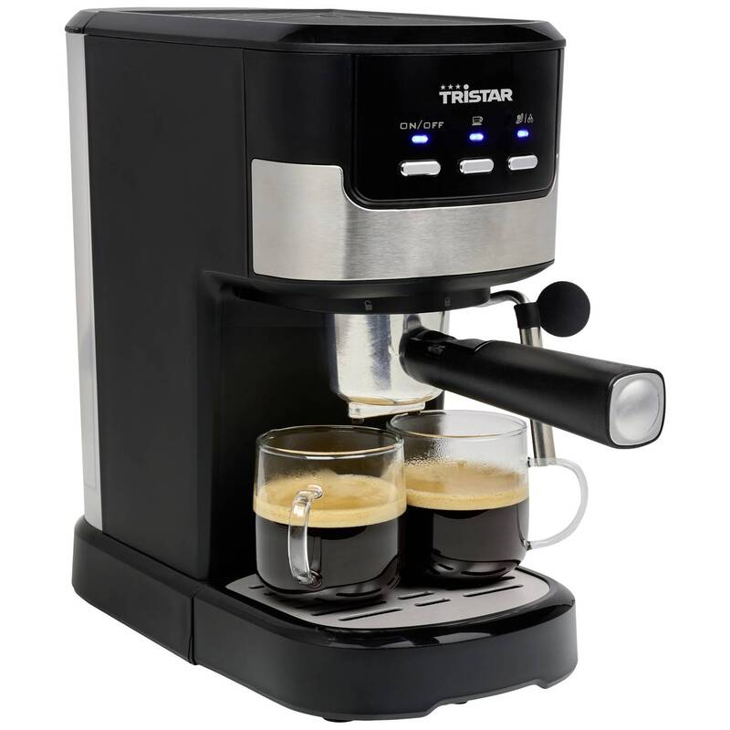 Tristar CM-2278 Espressomaschine 20 bar 1,25 l Edelstahl schwarz mit Dampfdüse - 8712836985483
