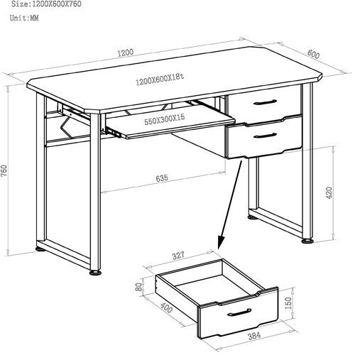 WORKFLOW 120x60cm Schreibtisch Bürotisch Computertisch Büro-Tisch Graphit Weiß - 4251084641696