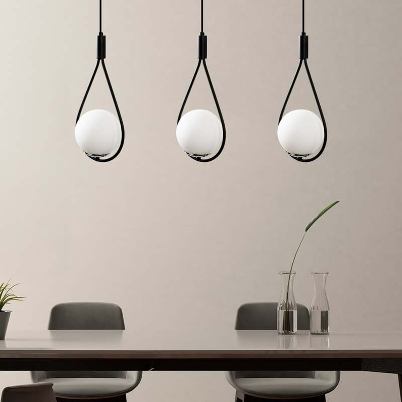 Hängeleuchte Mudoni MR-939 3-flg linear schwarz Opalglas dimmbar 70 cm - 8681875649246
