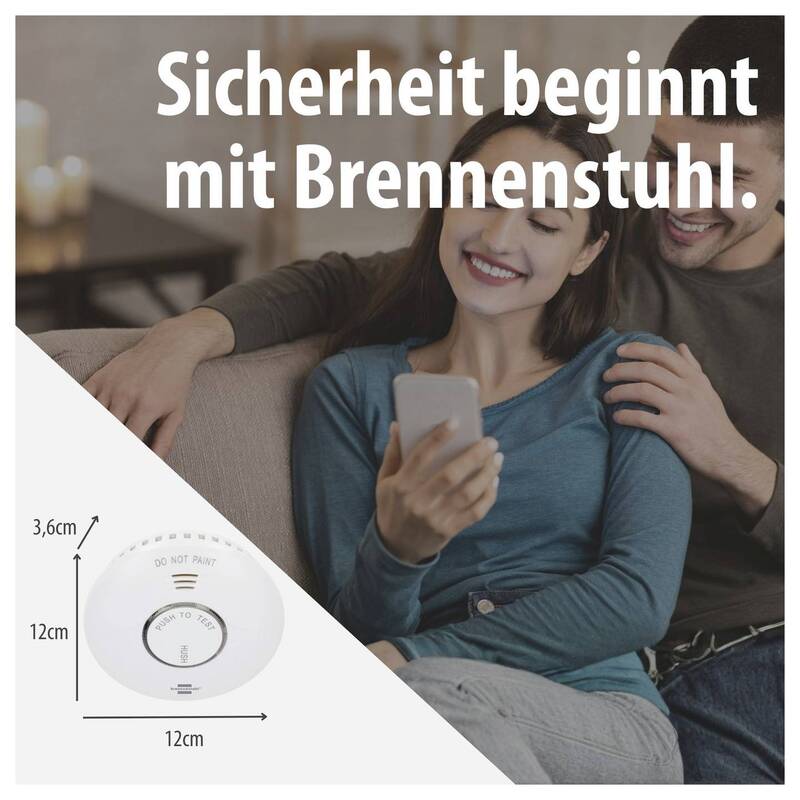 Brennenstuhl Rauchwarnmelder batteriebetrieben App-Steuerung 85dB Ø120mm - 4007123688951