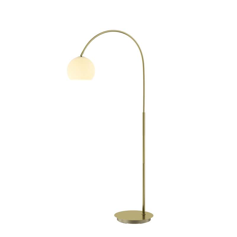 Lindby Bogenlampe Stehlampe Cynthia LED Lampe messingfarben 140cm E27 Leuchte - 4251096566048