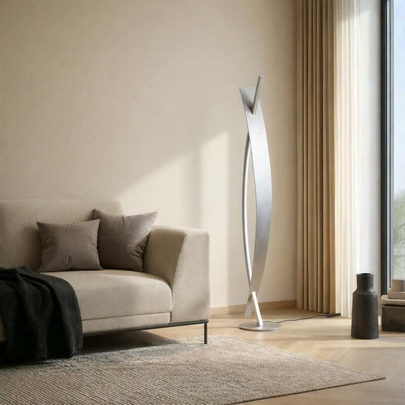 Lucande Stehleuchte dimmbar Marija LED Lampe silber 140cm elegante Leuchte - 4251096553642