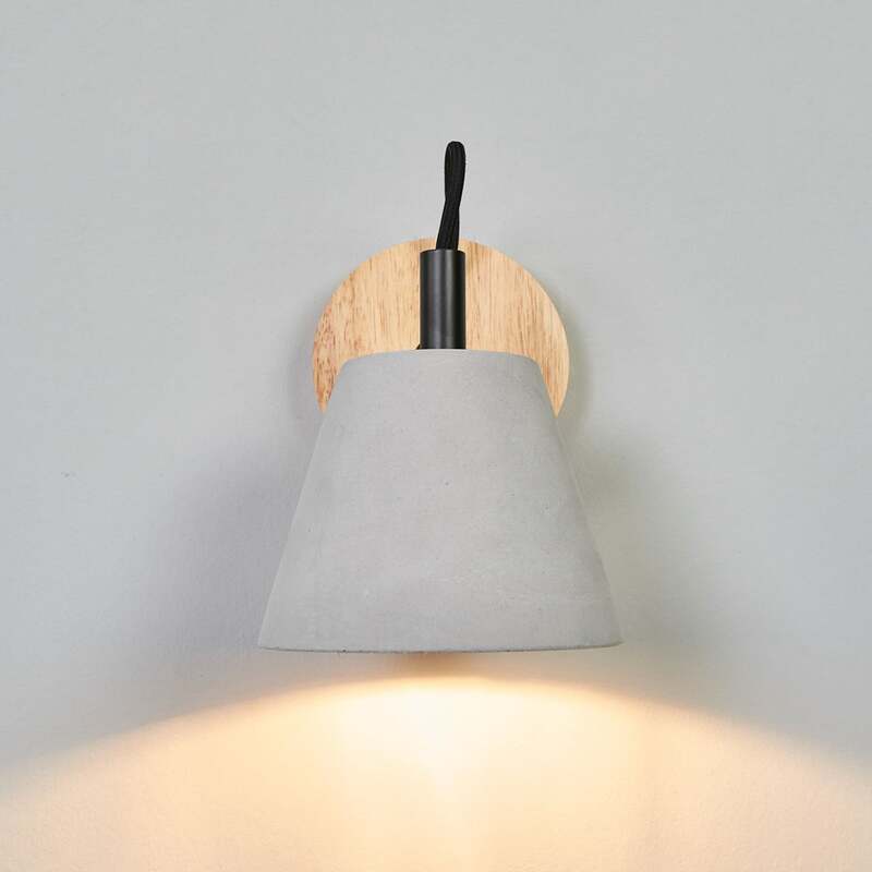 Lucide Wandleuchte Possio LED Wandlampe Beton Holz dimmbar hellgrau schwarz - 5411212030887