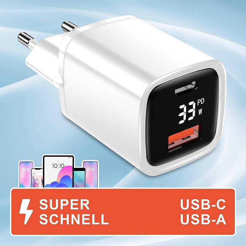 Eaxus Dual Port USB-Ladegerät 33W 2x USB-A USB-C 3000mA kompakt weiß - 4260634747818