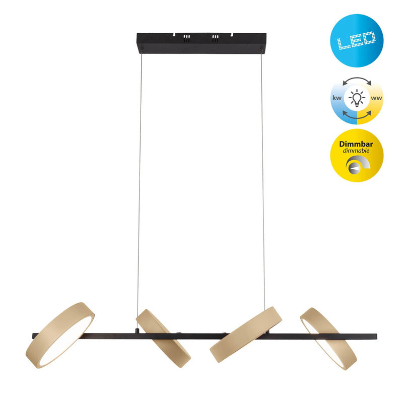 Hängelampe Pendelleuchte Näve LED Lampe schwarz beige Metall Kunststoff 110cm - 10037224