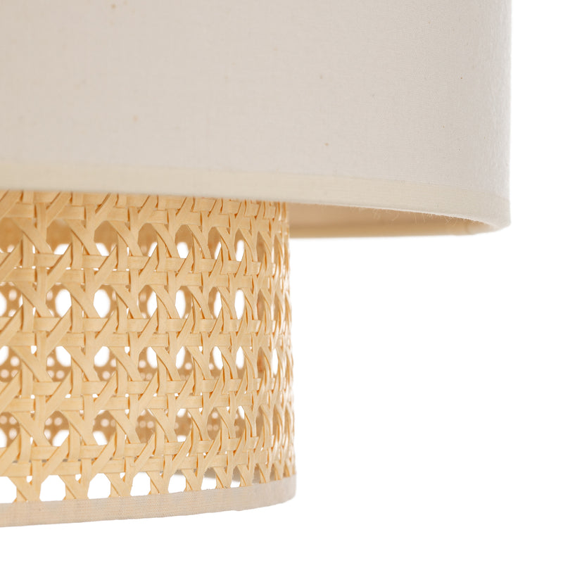 Deckenleuchte Boho creme Holz Ø45cm Rattan dimmbar Lampe Leuchte für Wohnräume - 5903689189729